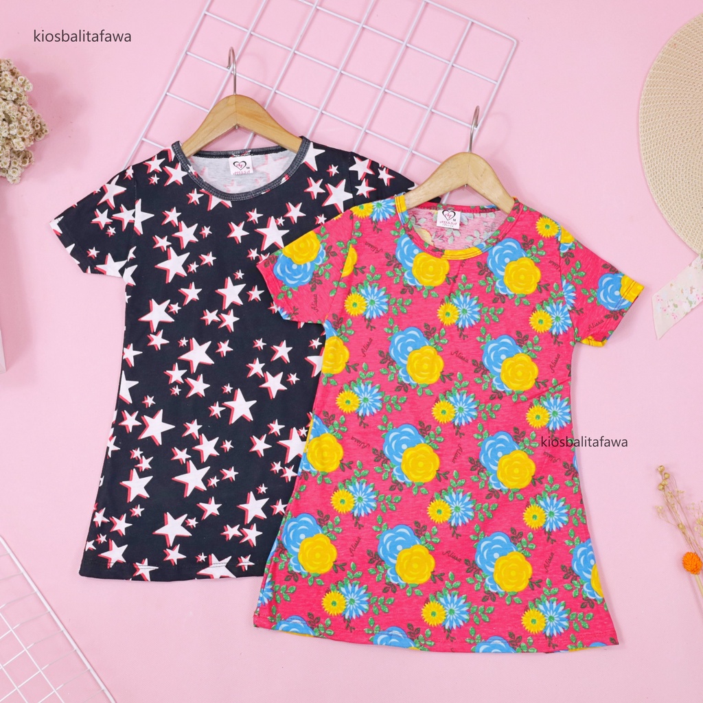 Dress Amirah uk 1-2 Tahun / Lengan Baju Tidur Balita Anak Perempuan Adem Kaos Lucu Dres Harian Murah