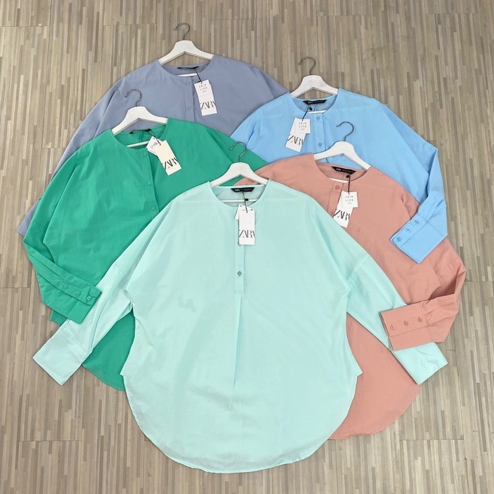 KEMEJA TUNIC LENGAN PANJANG Z@R WARNA PASTEL MIX