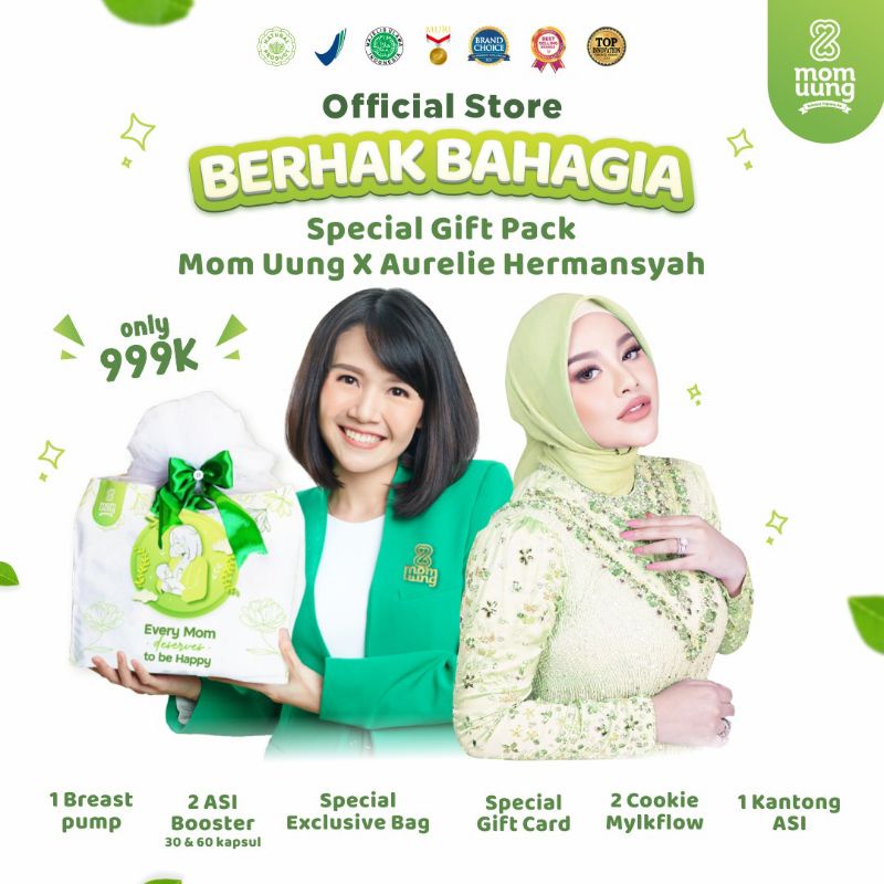 READY SURABAYA Mom Uung Special Gift Pack Berhak Bahagia / Paket Lengkap Pelancar ASI / ASI Booster / Cookie Pelancar ASI Matcha