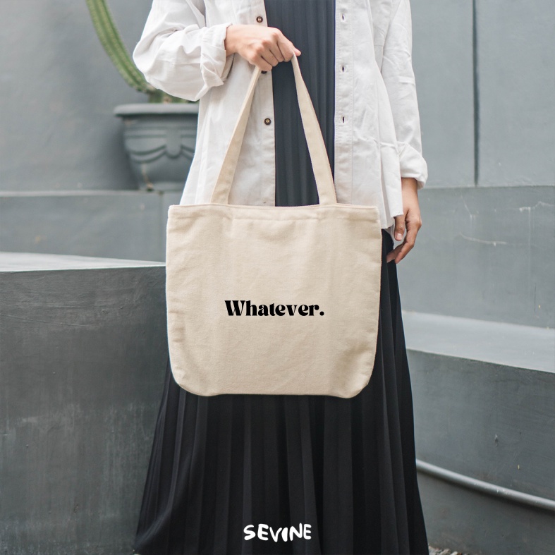 Sevine Tote Bag Kanvas Emily Resleting Kantong Tas Laptop Wanita Kuliah Sekolah Fashion Totebag Kerja Quotes Aesthetic - KV