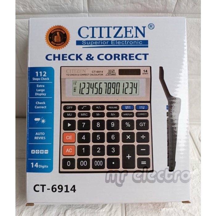 

KALKULATOR CT 6914 - 14 DIGIT - CHECK AND CORRECT - LAYAR BESAR #ORIGINAL