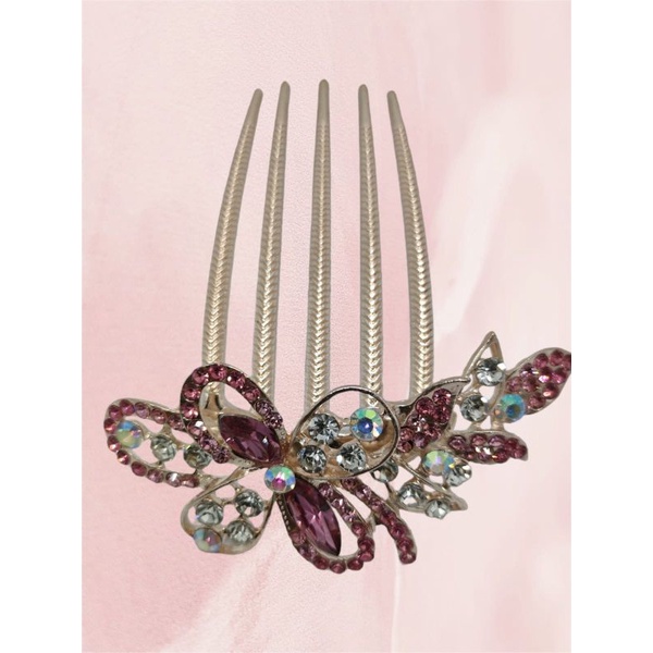 Sisir Sirkam Rambut Motif Flower Kristal Zirkon Import
