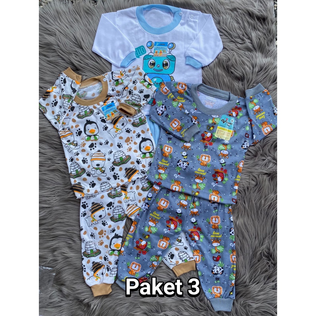 PAKET HEMAT (1) stelan baju bayi lucu dan murah  3-18 bulan 3 PCS