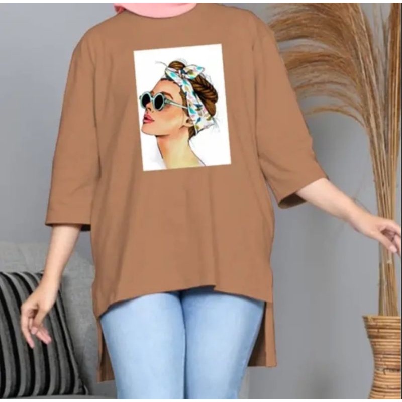 Atasan Basic Wanita Oversize Bando Print DTF