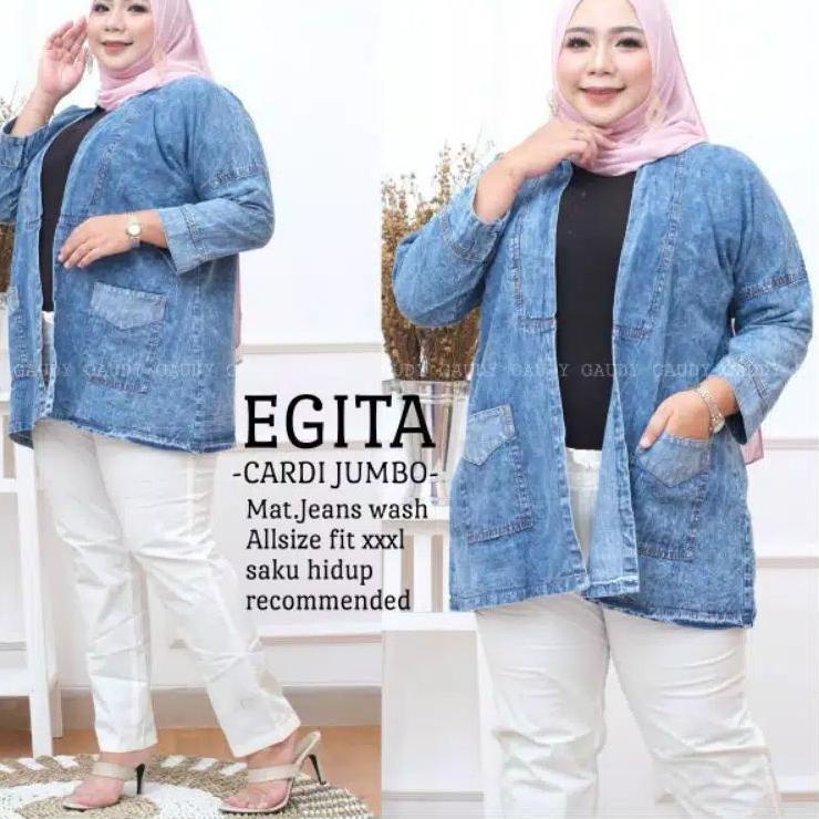 Baru - Cardigan Jeans Jumbo Ld 130 Outer Wanita Kekinian ✔