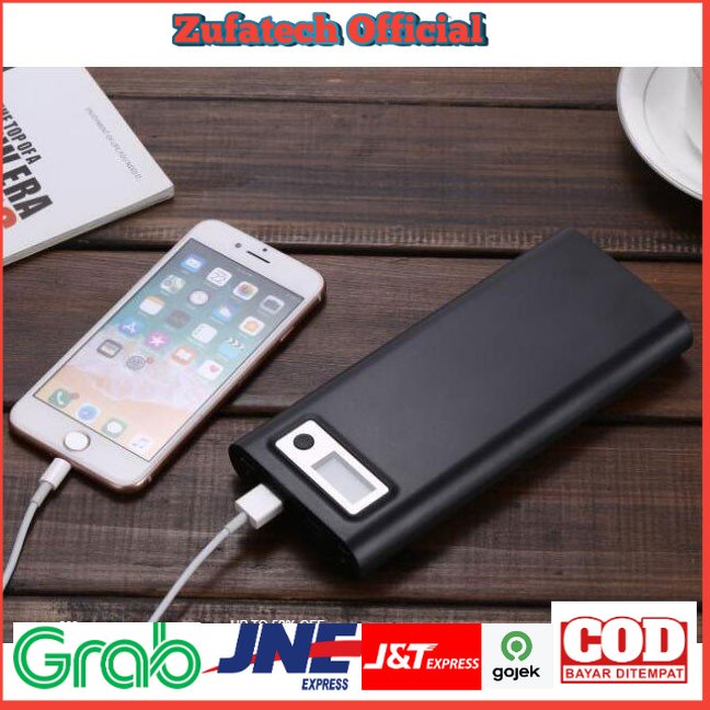 Taffware DIY Power Bank Case USB Type C Dual Output &amp; LCD 8x18650 - C13 - Black