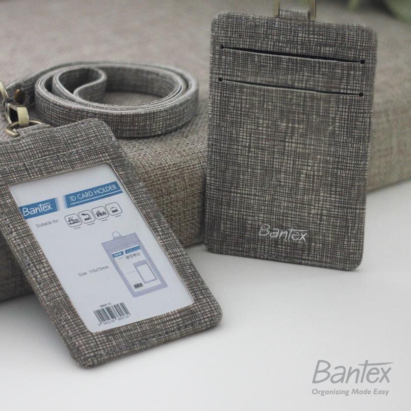 

TERBARU Bantex Leather Name Tag ID Card Holder Beige 8869 13 Kulit Sintetis Lanyard Tali**