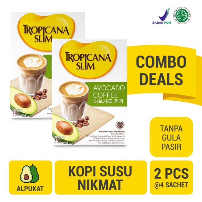

Twin Pack: Tropicana Slim Avocado Coffee (4 Sch) - Kopi Bebas Gula
