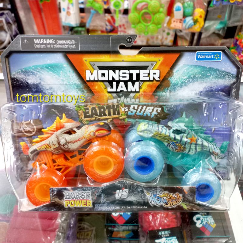 MONSTER JAM Earth Surf HORSE POWER - AQUASTALLION Diecast Monster Trucks Walmart Exclusive