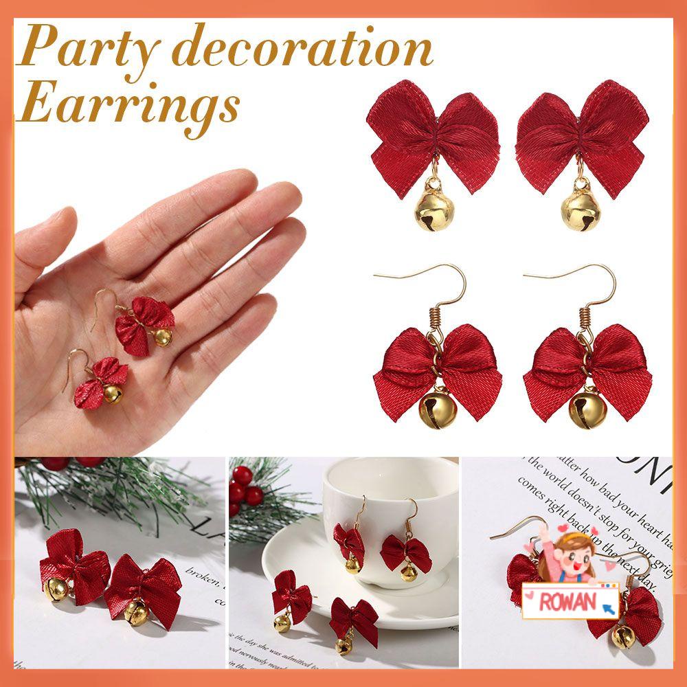 R-flower Stud Earrings Dekorasi Pesta Lonceng Busur Merah Xams