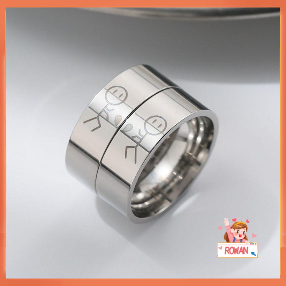 R-bunga Cincin Baja Titanium Perhiasan Pesta Wanita Fashion Perhiasan Pernikahan Gadis Cincin Pasangan