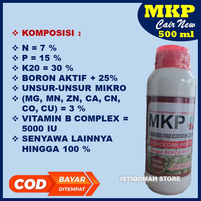 Pupuk MKP Cair New 500ML Obat Semprot Pencegah Rontok Bunga dan Buah Tanaman Sayuran Tomat - Pupuk Anti Rontok Bunga dan Buah Tanaman Tomat -  Pupuk Pembesar Buah Tomat yang Bagus dan Ampuh MURAH TERLARIS