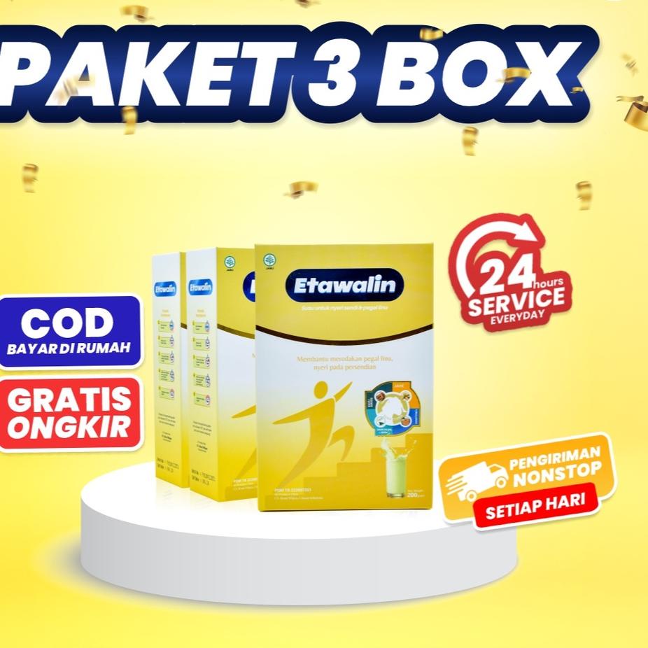 

Harga Bersahabat PAKET 3 BOX ETAWALIN - Paket Sembuh Radang Sendi Nyeri Tulang Cegah Osteoporosis Osteoartritis Pengeroposan Tulang Susu Kambing Etawa Kesehatan Susu Bubuk Murni Terbaik Asli Original Halal MUI BPOM+
