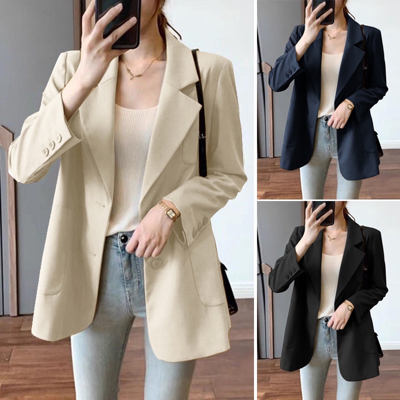 ZANZEA Women Fashion Long Sleeve Casual Loose Lapel Collar Office OL Blazer