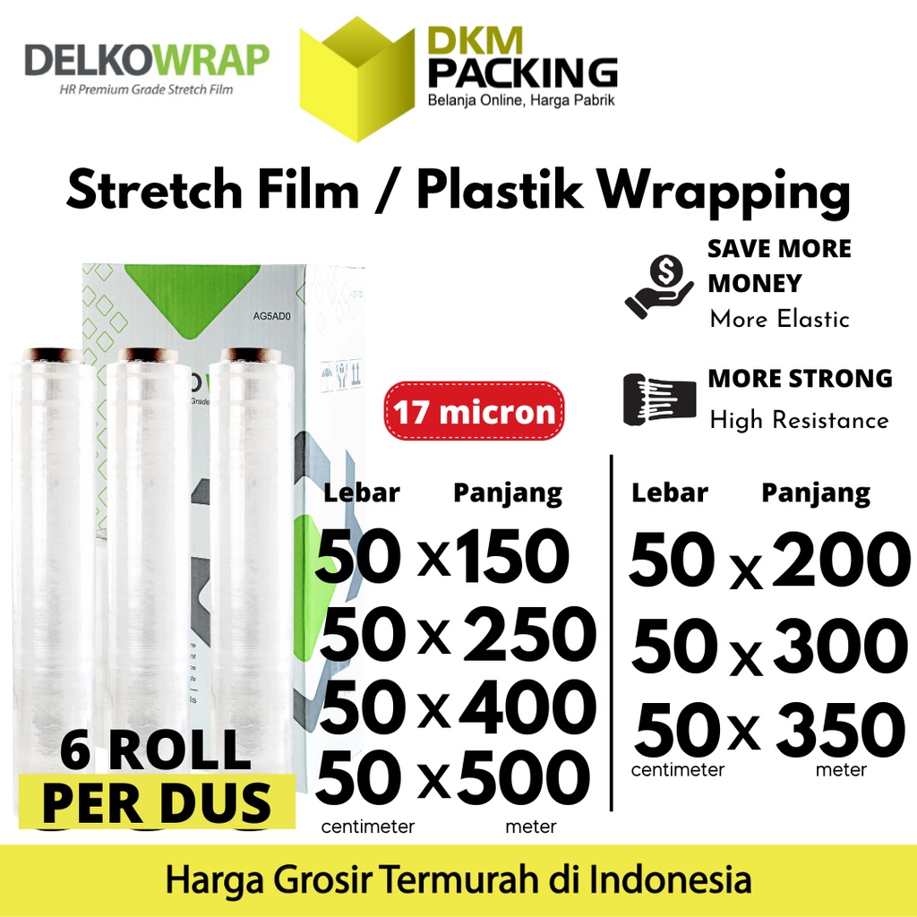 

Plastik Wraping Stretch Film 50cm BENING DELKOWRAP TEBAL KARGO / DUS
