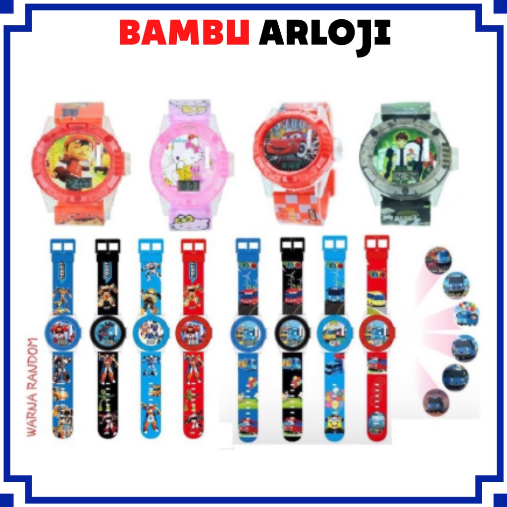 [BAJ] JAM TANGAN ANAK KARAKTER PROYEKTOR LASER LAMPU SUARA MELODY SUPER-HERO DIGITAL RUBBER - JA008