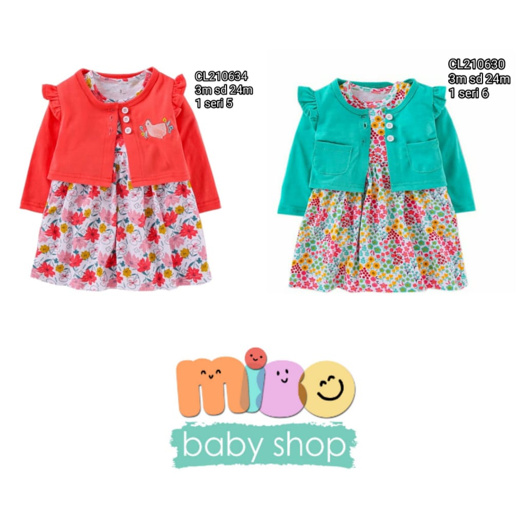 Catell love Dress Plus Cardigan Anak Perempuan 6 bulan - 24 bulan