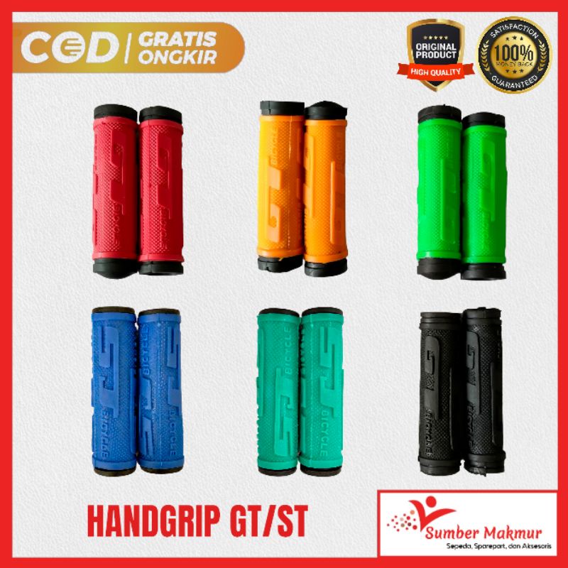 Handgrip Krop Tangan Karet Stang Sepeda GT untuk Sepeda Anak dan Dewasa Model BMX Lipat Mini MTB Gunung