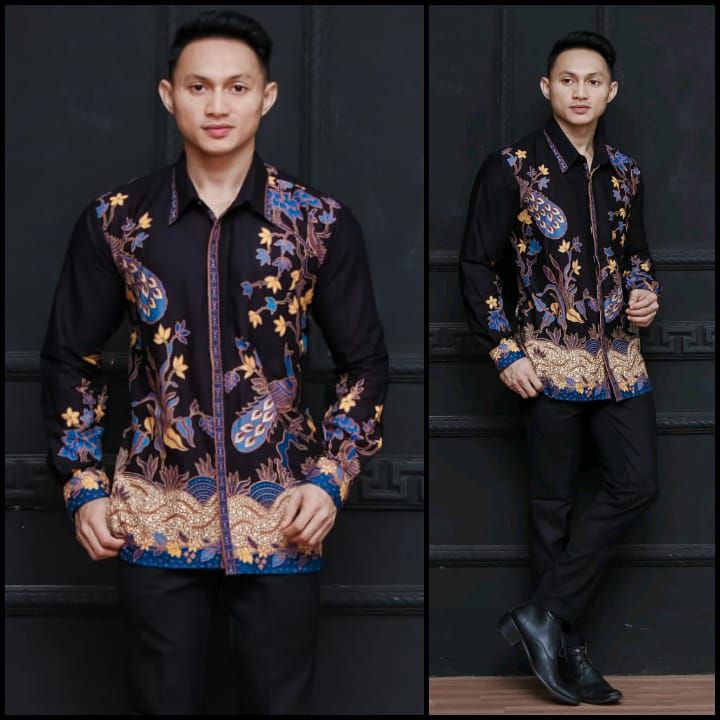 KEMEJA BATIK MODERN ATASAN PRIA LENGAN PANJANG KEKINIAN