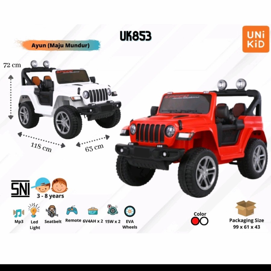 Mobil Aki UK-853 Uk853 uk 853 Rubicon Mobil Jeep Mainan aki anak