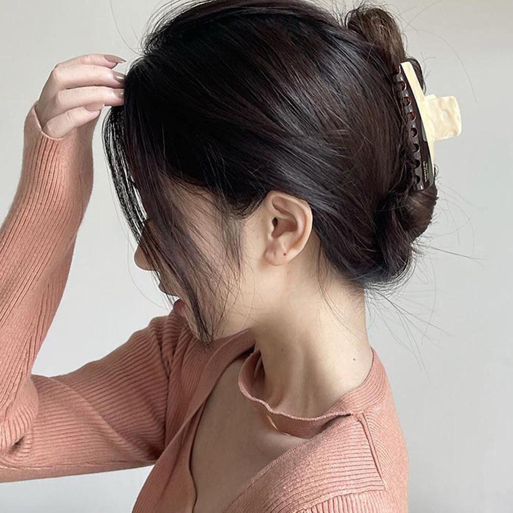 Needway Asetat Rambut Cakar Hadiah Untuk Gadis Fashion Hiasan Kepala Perempuan Manis Jepit Rambut Ukuran Besar Oval Jepit Rambut Silang Wanita Hairgrip Geometris Rambut Cakar Wanita Hiu Klip