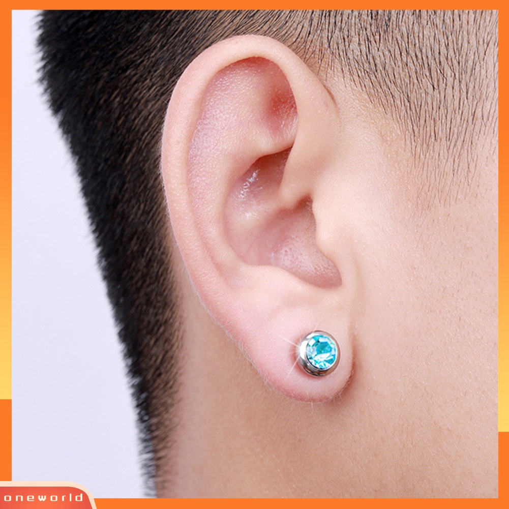 [WONE] Unisex Berlian Imitasi Stainless Steel Ear Stud Earrings Helix Piercing Perhiasan Hadiah