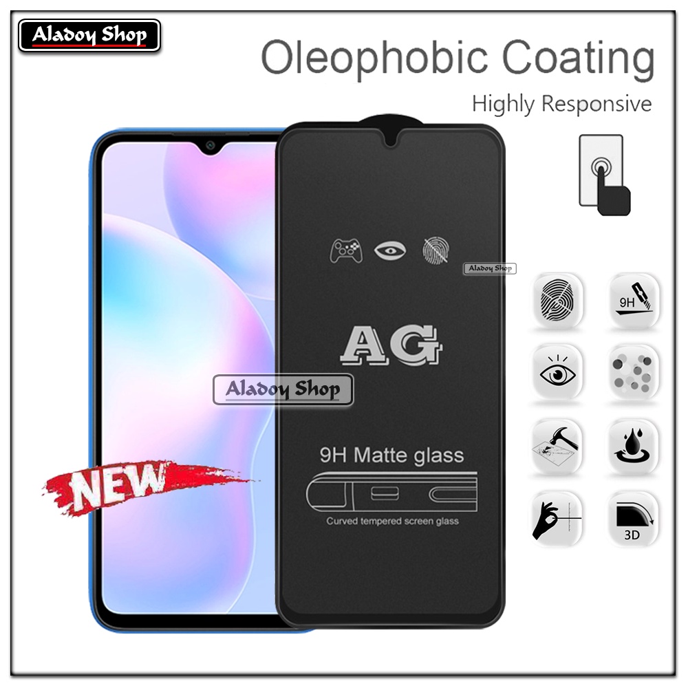 Paket 3IN1 Tempered Glass Layar Matte Anti Glare XIAOMI REDMI 9A Free Tempered Glass Camera dan Skin Carbon