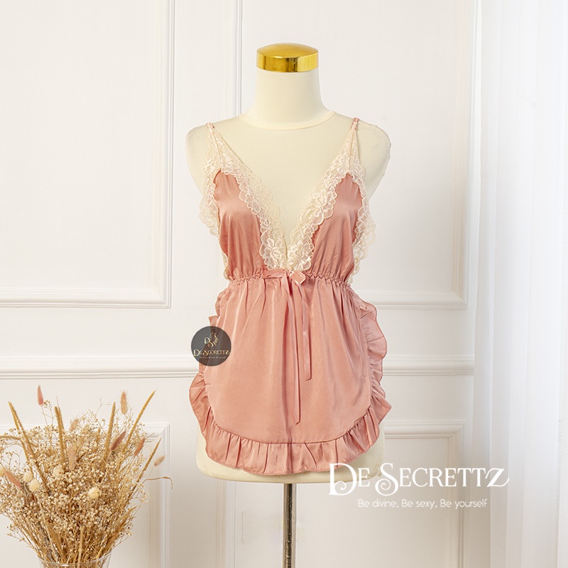 DeSecrettz HAILEY Baju Tidur Wanita Dewasa, Satin Lingerie Includes G-String