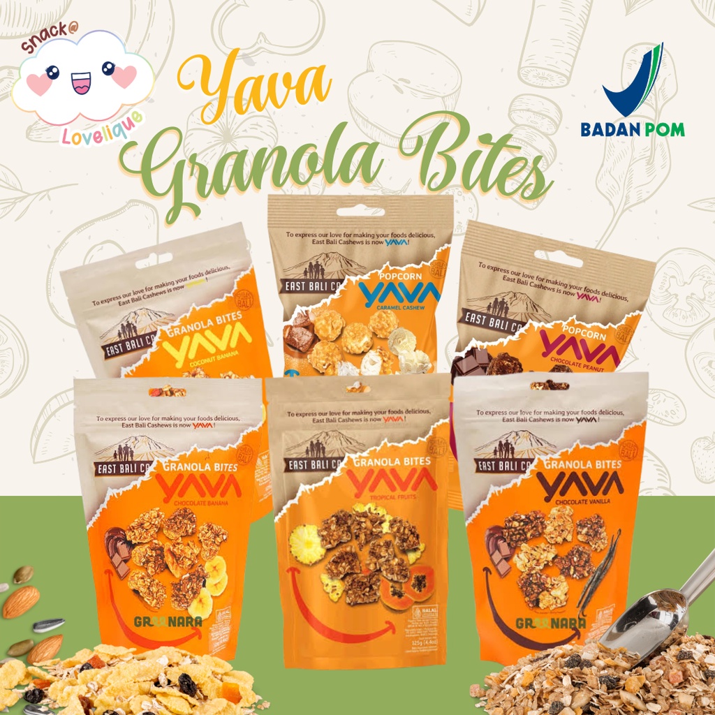 Jual Yava Granola Bites East Bali Cashew Yava Popcorn All Variant