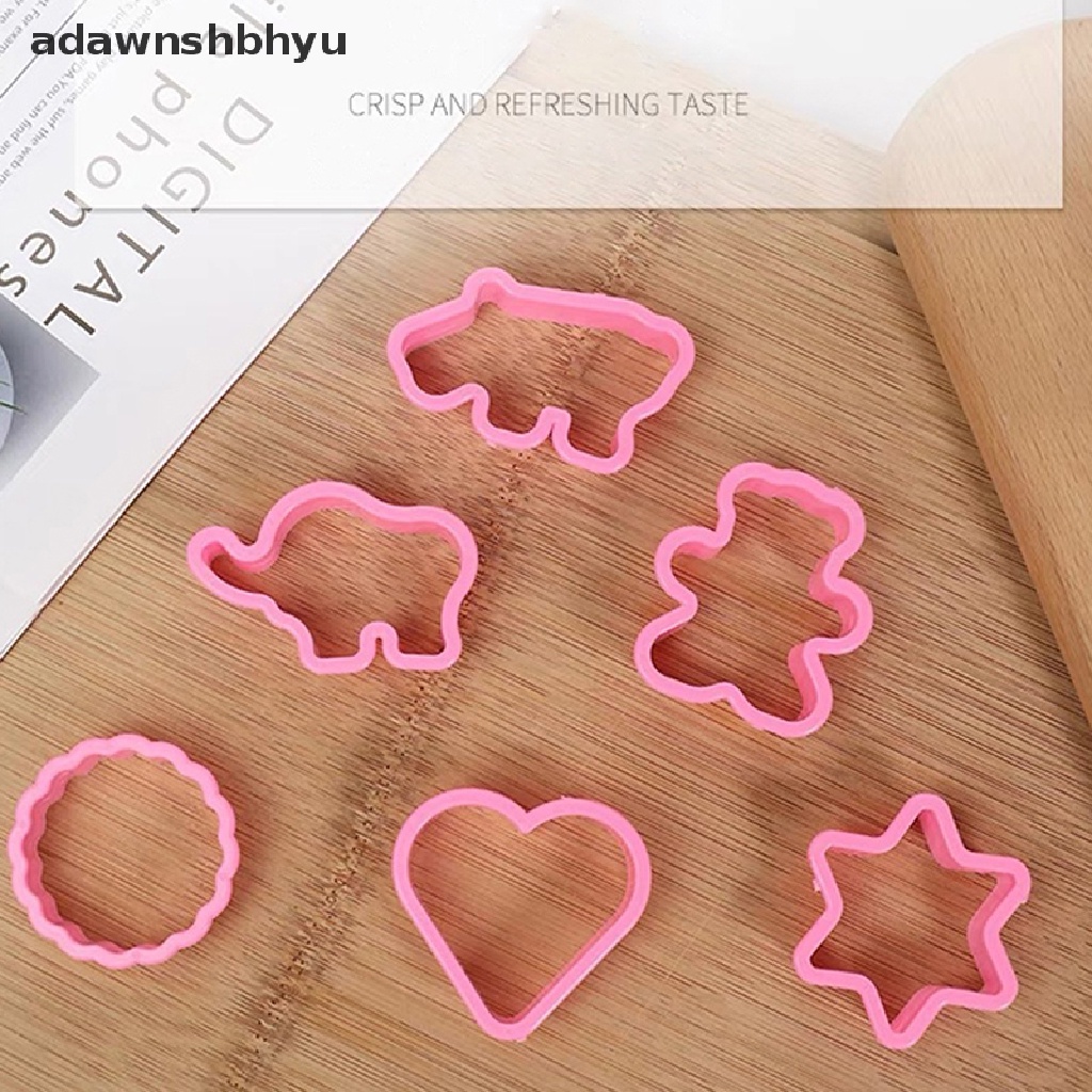 Adawnshbhyu 6Pcs Pemotong Kue Kering Bentuk Kartun Hewan DIY Biskuit Biscuit Handmade Cetakan ID