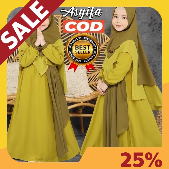 Setelan One Set 2 In 1 Muslim Anak Perempuan Terbaru Umur 8-9-10 Tahun Shirin 2In1 Kids Matt Moscrep
