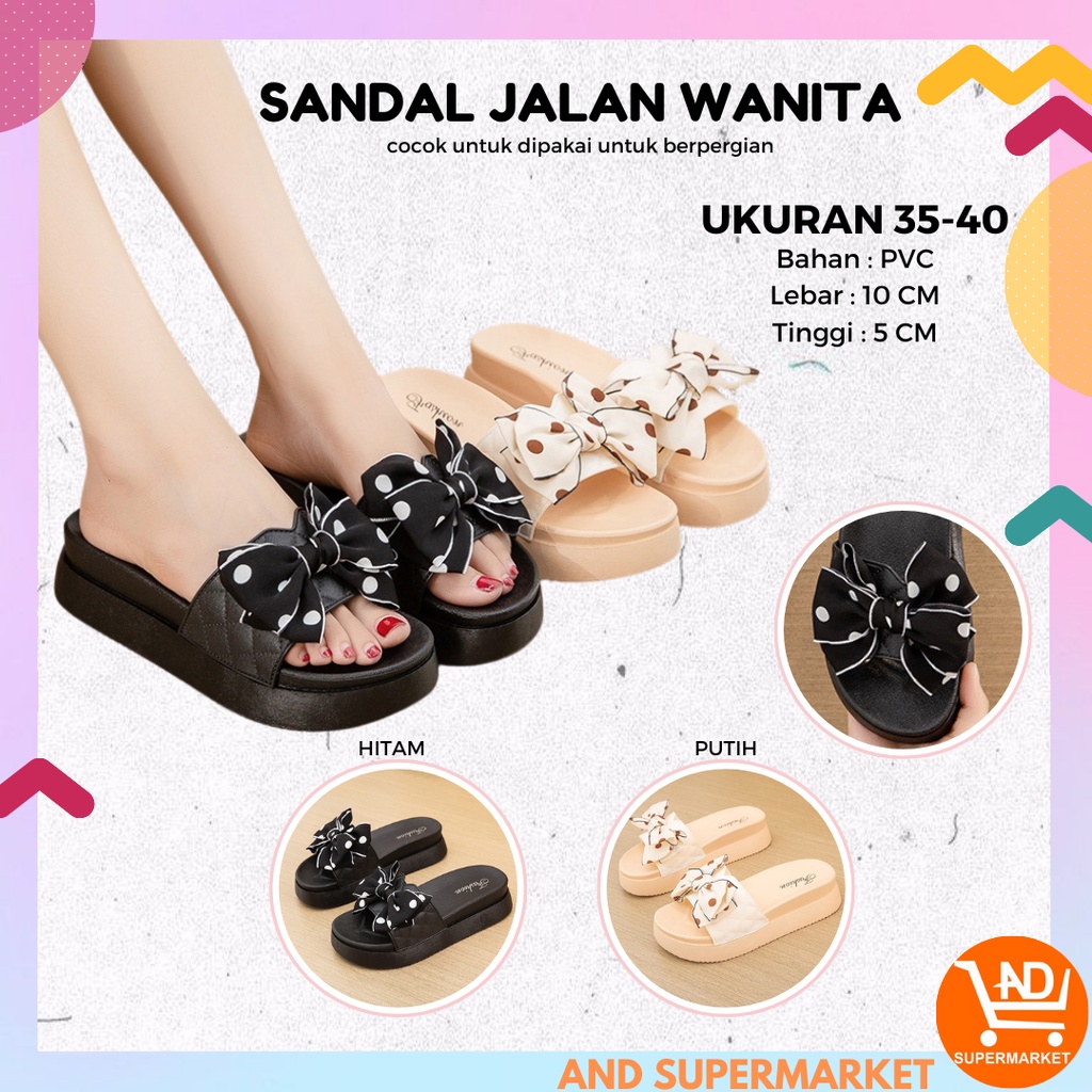 AND / COD / Sandal Wanita Import Sendal Cewek Kekinian Sandal Slip On Wanita Kasual Fashion Cewek Korea Sendal Jalan Anak Perempuan SPT-35