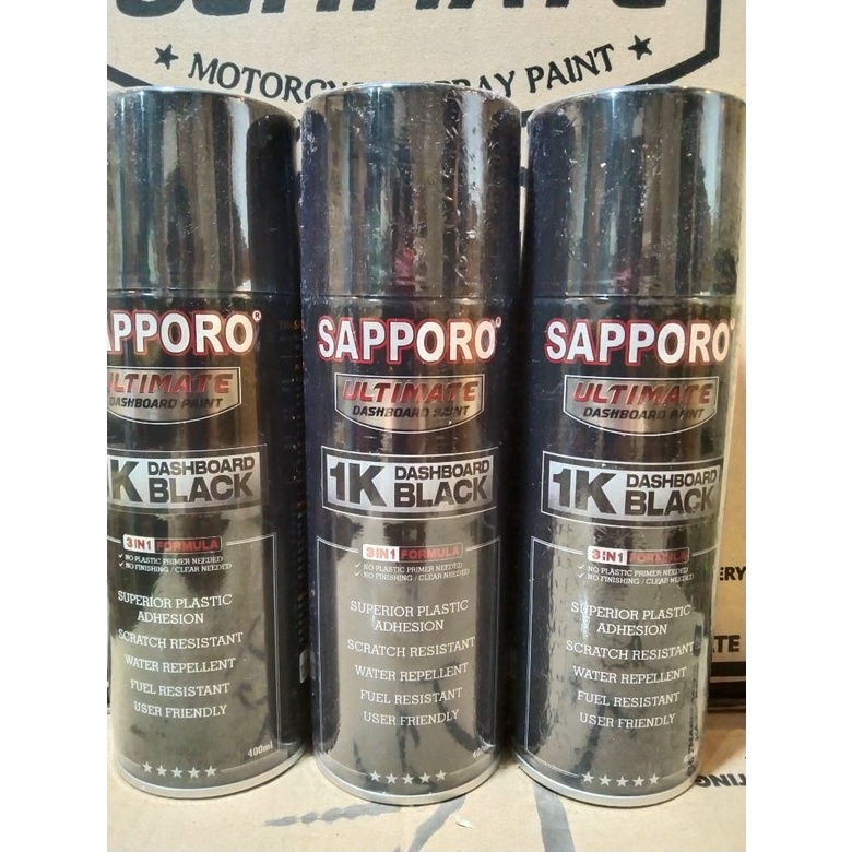 cat spray pilok pilox cat semprot sapporo ultimate saporo ultimate k36T 1K textured dashboard black dashbor tekstur hitam black 400ml cat bodi kasar motor mobil