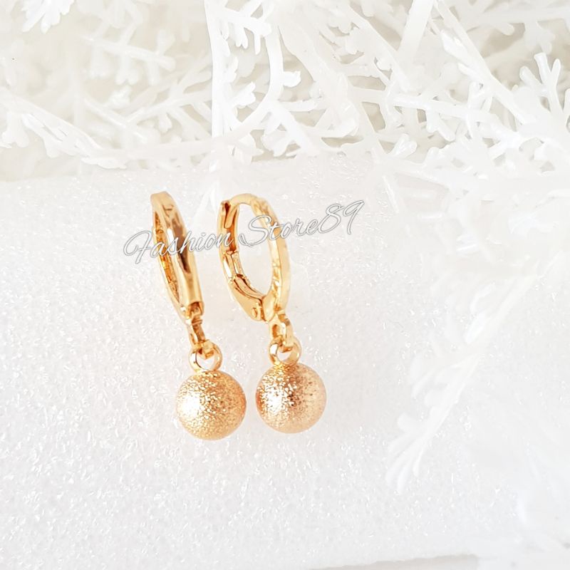 Kalung Bola Pasir Doff Anak Dewasa Perhiasan Lapis emas 18k Yaxiya Xuping impor