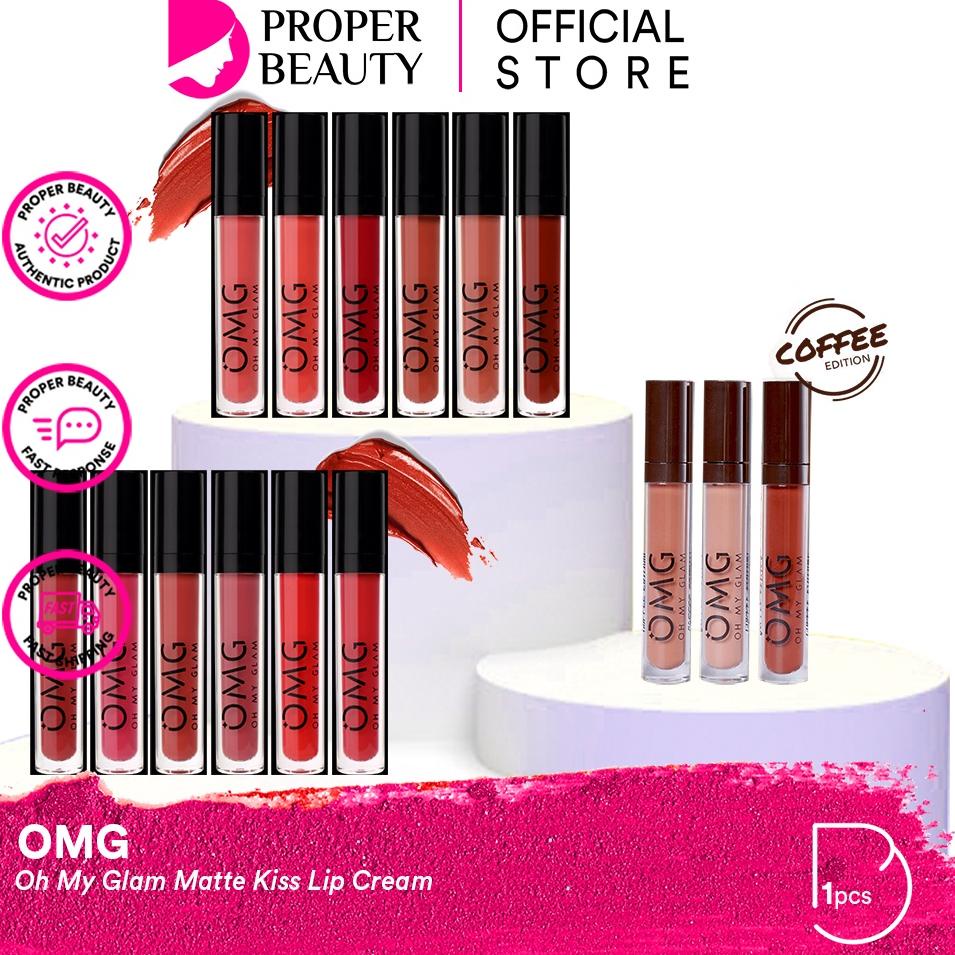 [W-F6F-✉] OMG Oh My Glam Matte Kiss Lip Cream Indonesia / With Jojoba Oil & Vit E / Coffee Edition /