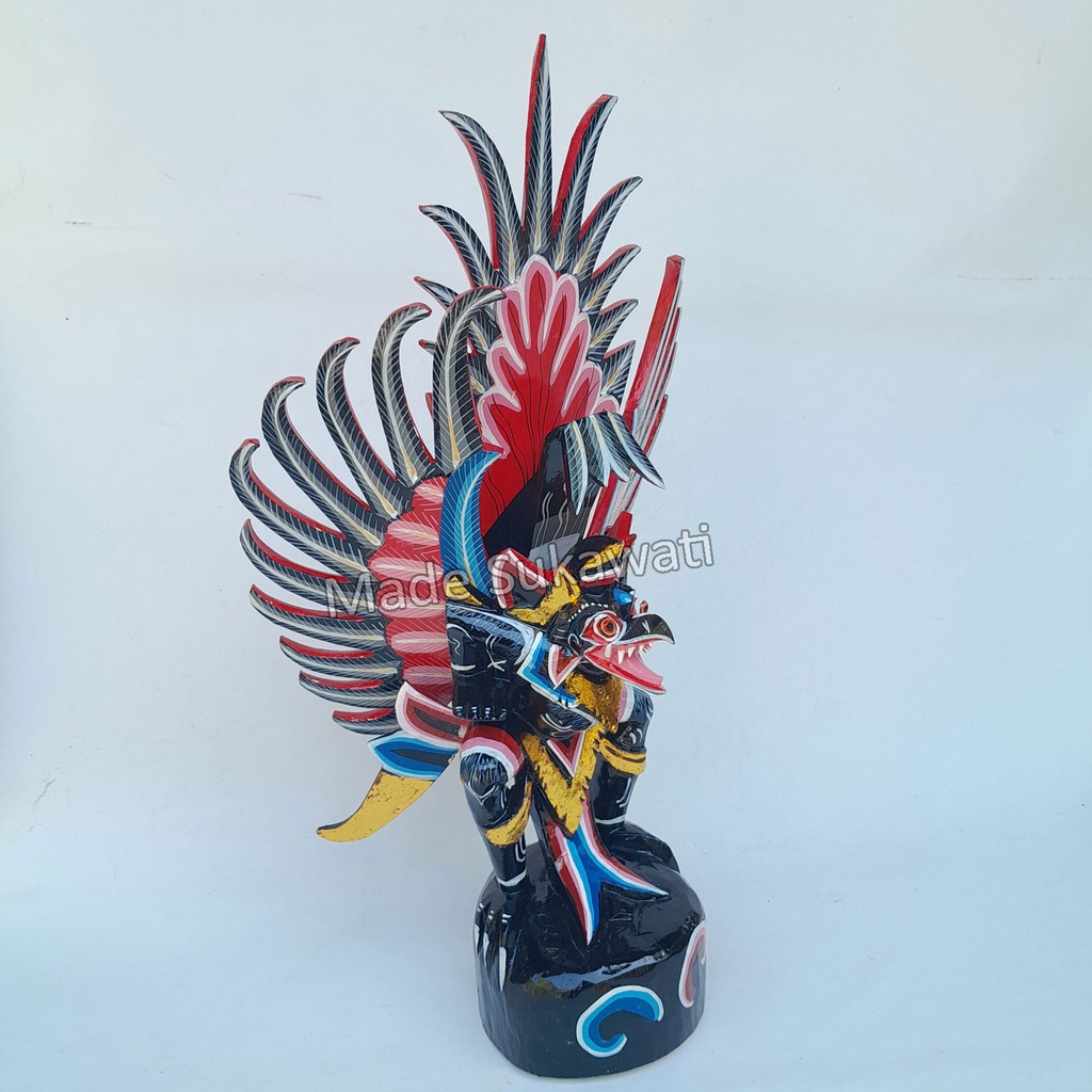 Kerajinan patung kayu garuda bali 45cm lukis full ukiran handmade Bali