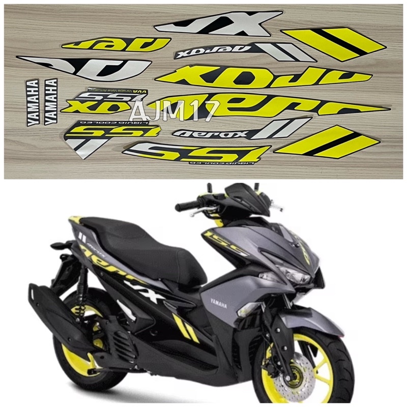 STIKER STRIPING MOTOR AEROX GREY ABU LIS KUNING