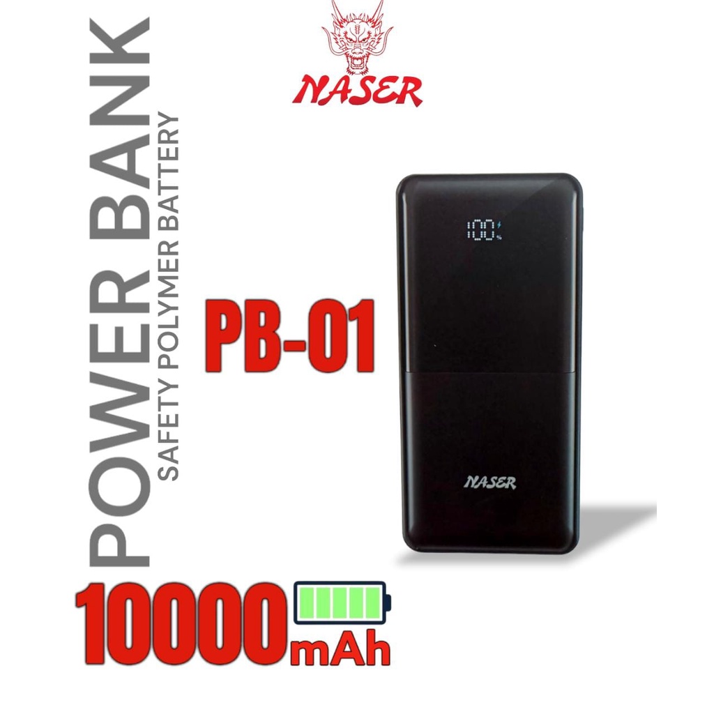 POWERBANK NASER 10000MAH 22.5W PB-01 / PB 2USB CHARGER SAFETY POLYMER BATTERY