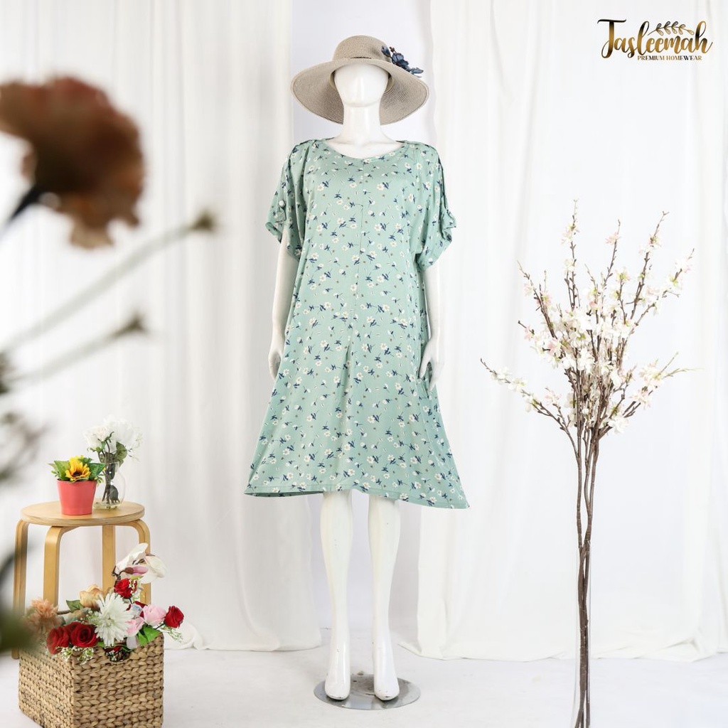 [BAJU INFUS &amp; MELAHIRKAN] Jehan Dress Rayon Premium Selutut | Baju Hamil Menyusui