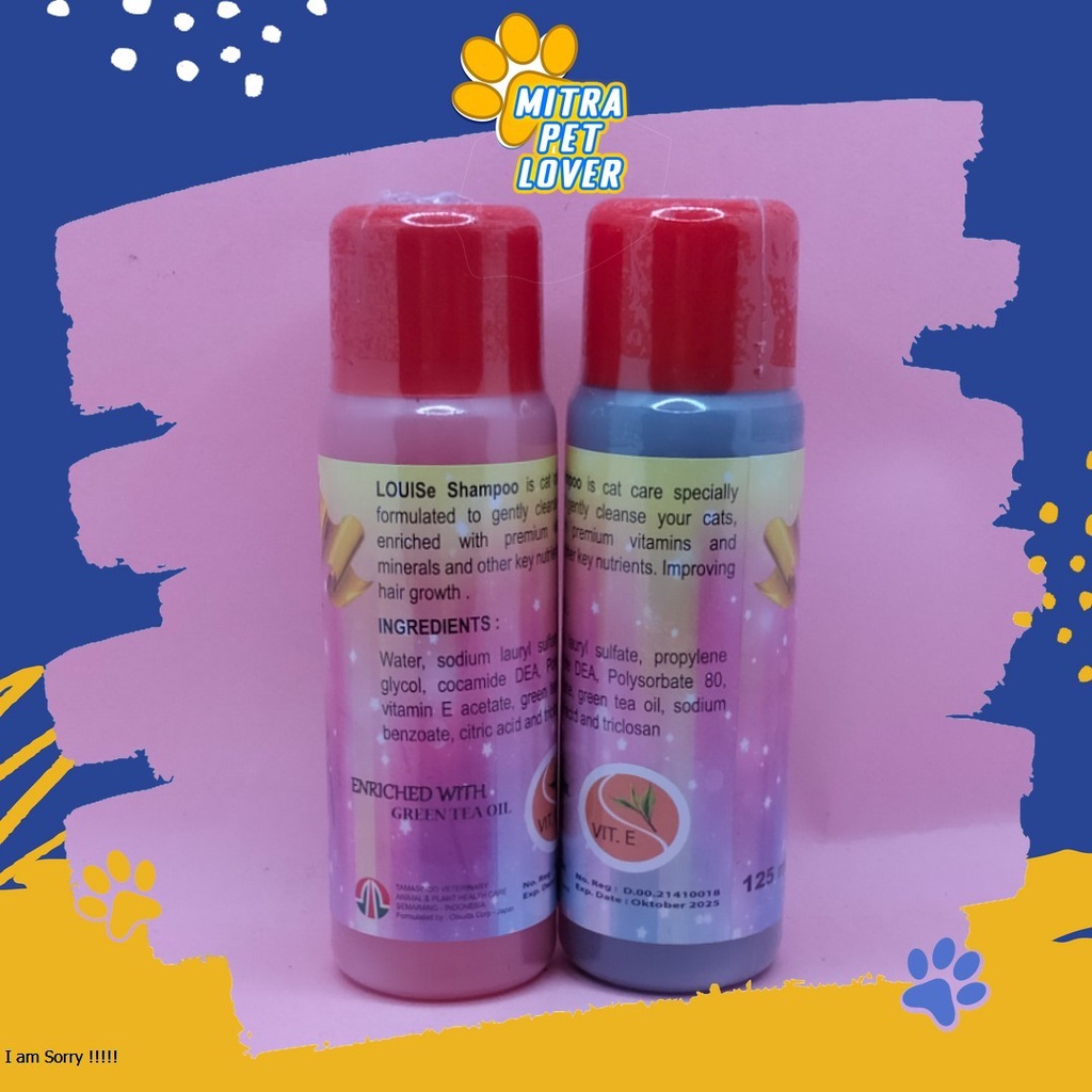 SHAMPO KUCING - LOUISE CAT SHAMPOO 125 ML ORIGINAL - MELEMBUTKAN MENGUATKAN BULU KUCING KITTEN KITY JADI WANGI SEHAT - LOUISECAT - PET ANIMAL HEALTHCARE AND VETERINARY TAMASINDO OBAT KESEHATAN DAN VITAMIN TERNAK HEWAN BINATANG PELIHARAAN MITRAPETLOVER