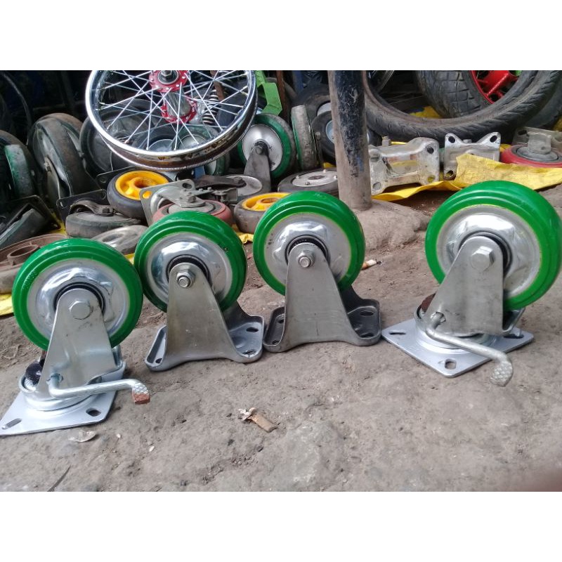 Jual Roda Pu Troli Osaka Japan Inch Satuset Hidup Rem Mati