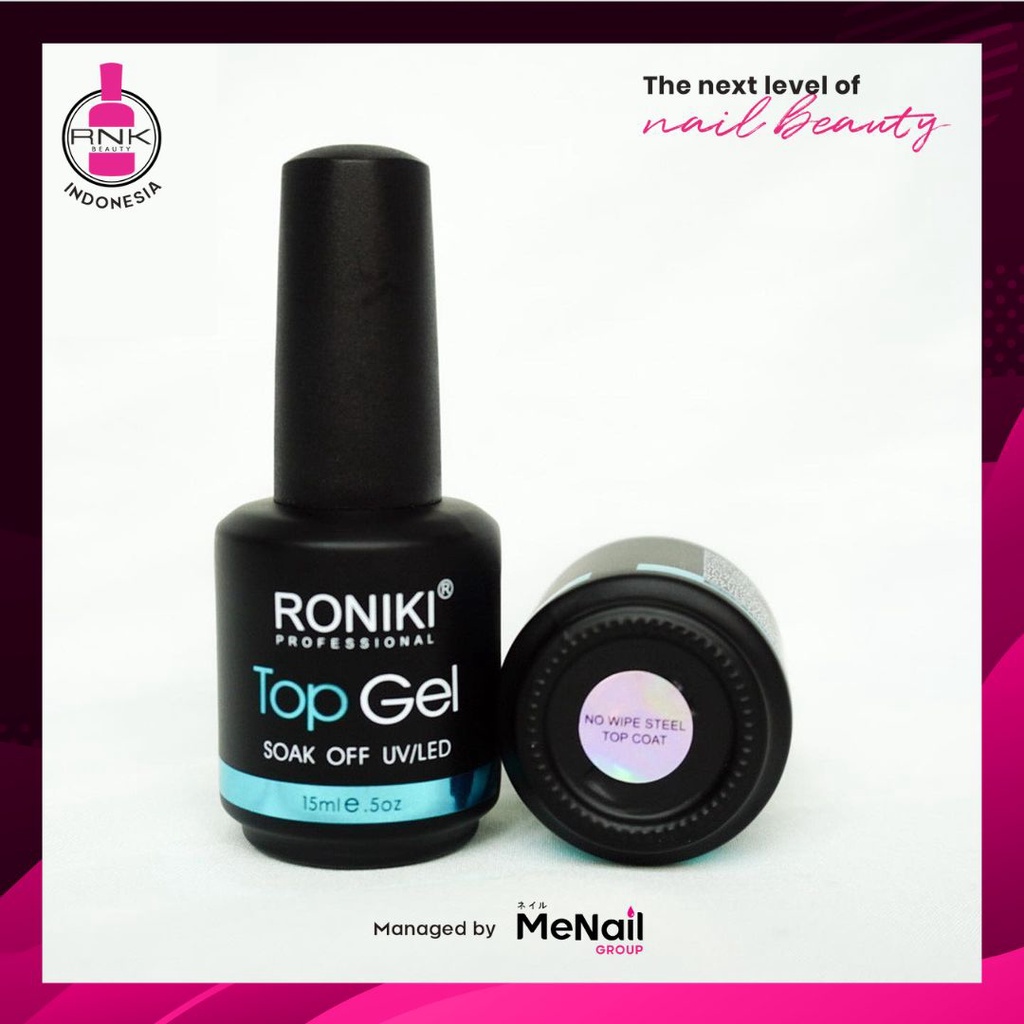 Roniki Top Gel/Top Coat Glossy/Nail Gel Polish/Cat Kuku/Kutek Bening