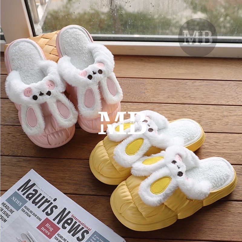 SANDAL JELLY RUMAH WANITA DEWASA IMPORT SLIP-ON HOME KELINCI SMOOTH SLIPPER BUNNY