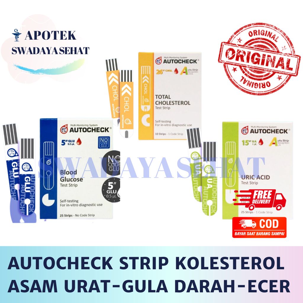 AUTOCHECK STRIP Kolesterol Asam Urat Gula Darah Ecer - Auto Check Alat Cek Strip Satuan