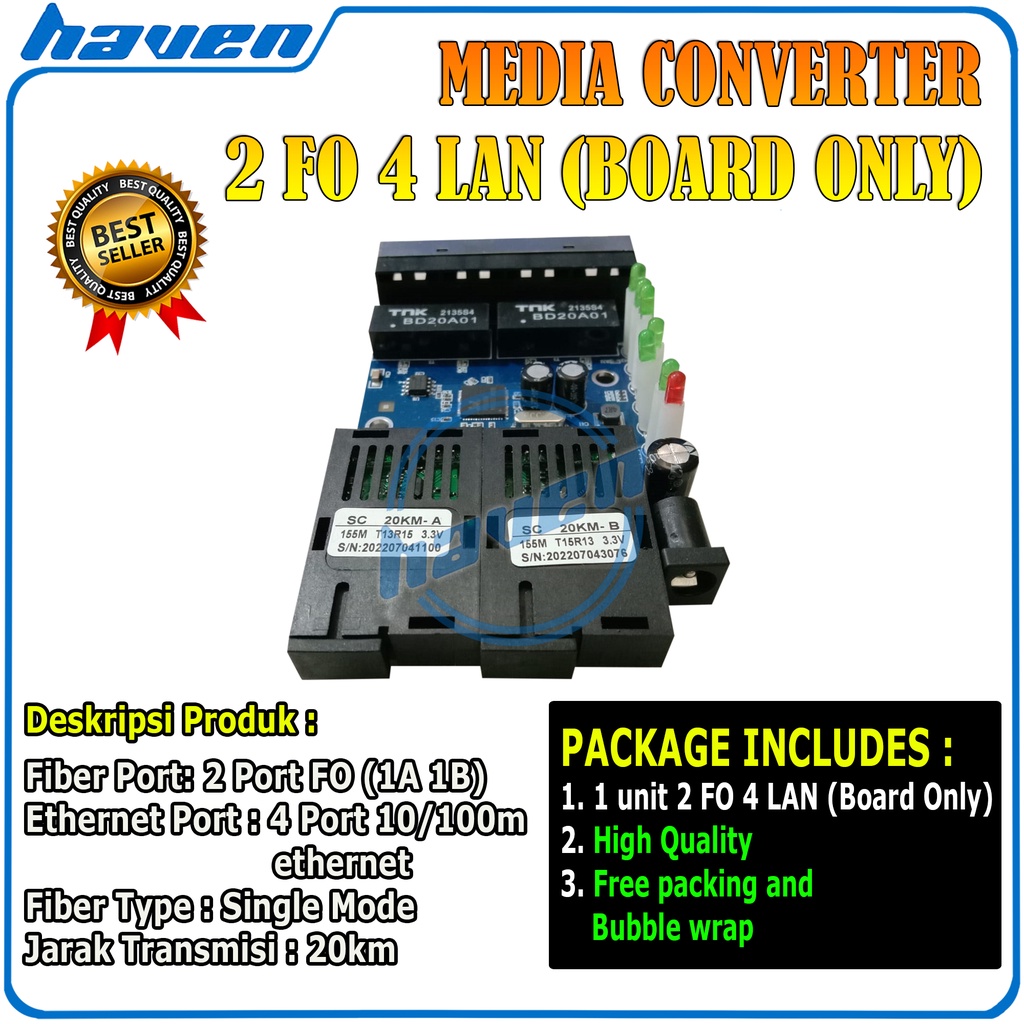 Media Converter 2 Port FO 4 Port LAN 10/100 Board Only / 2 FO 4 LAN