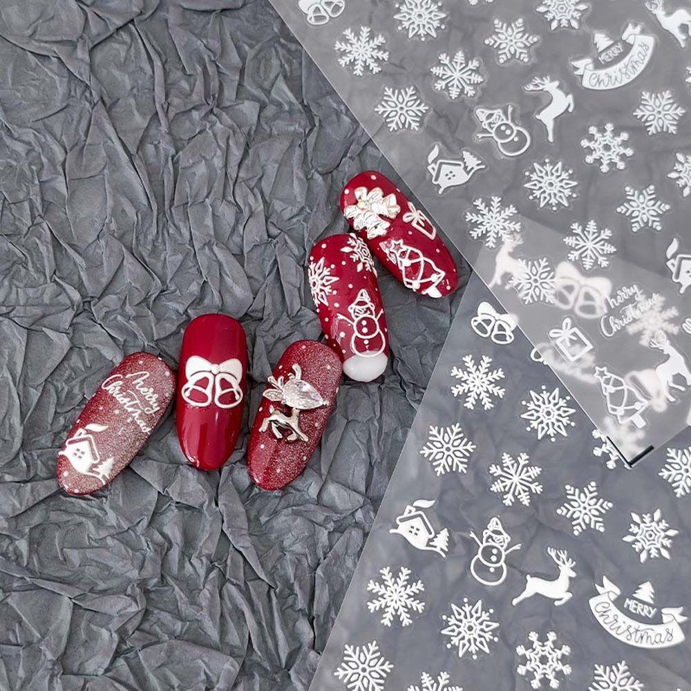 AUGUSTINA Agustinina Natal Stiker Kuku Lonceng Perekat Diri Ikatan Simpul Manikur Aksesoris Santa Claus Pohon Natal Nail Art Dekorasi
