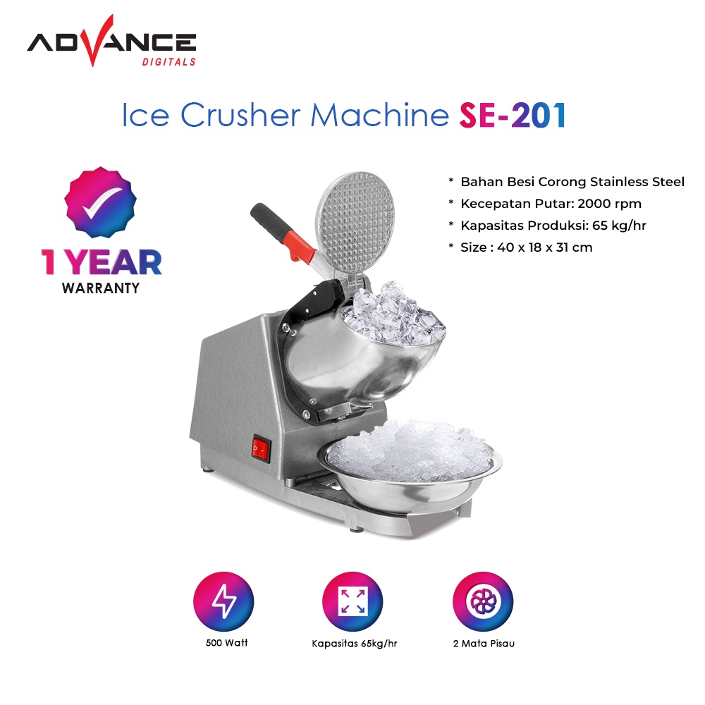 Ice Crusher ADVANCE SE-201 Mesin Penghancur Es 65 kg/hr