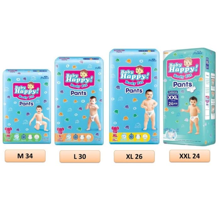 Pempers Popok Baby Happy Body Fit Tipe Celana L30