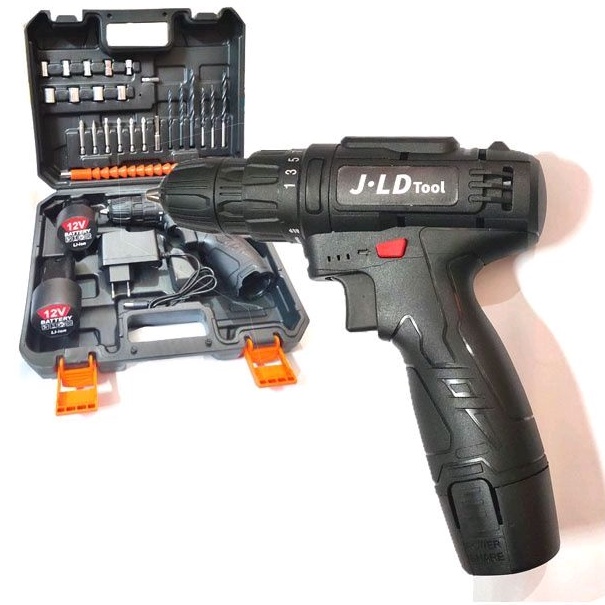GERMANY TECHNOLOGY ☑️ 1 Set Mesin Cordless Drill Kayu 🪵 Besi 12V 10mm J.L.D ✓ J12S ➕ 2 PCs Baterai L