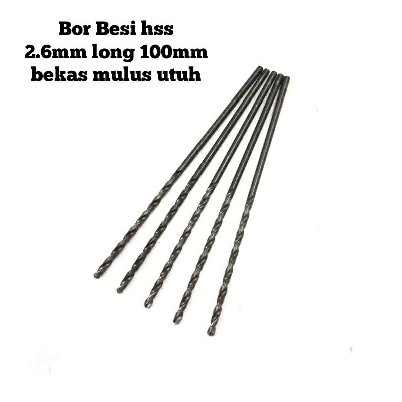 Drill mata bor long Bor Besi 2.6mm hss long 100mm second mulus utuh